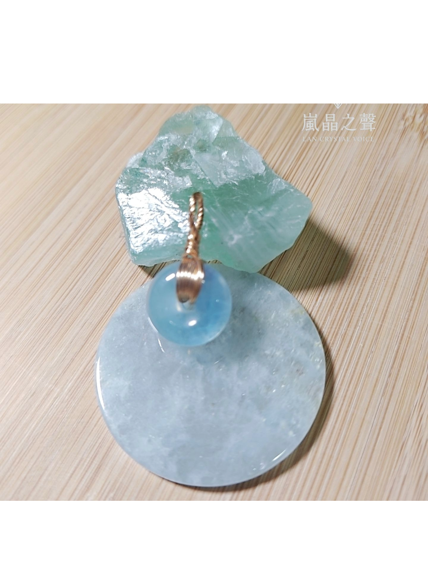 海藍寶平安扣 × 藝術銅線繞線吊飾