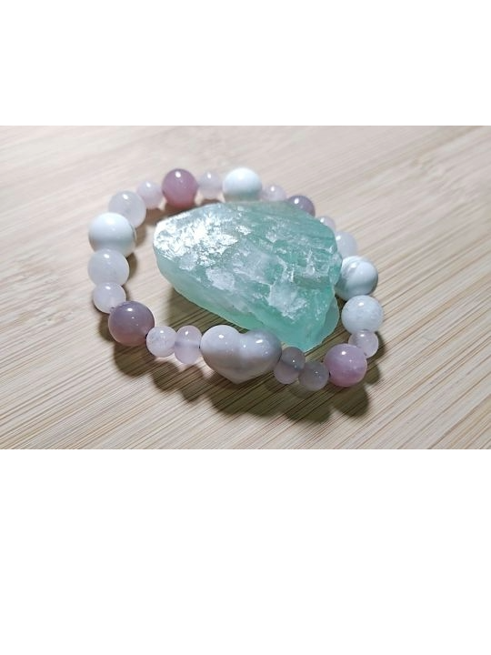 白松石 × 紫麻粉 × 白月光 × 粉水晶